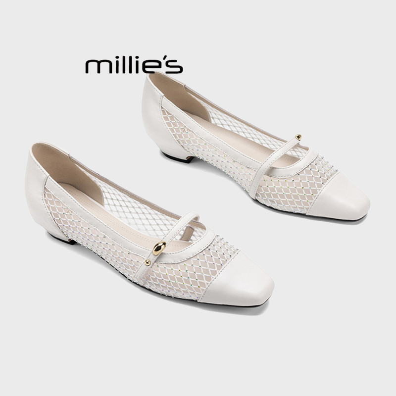 MILLIE'S/妙丽镂空低跟绝美单鞋女2026夏季款配裙子通勤玛丽珍鞋Z