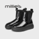 妙丽新款 套脚雪地靴女冬季 MILLIE 圆头厚底短靴棉鞋 烟筒短靴春