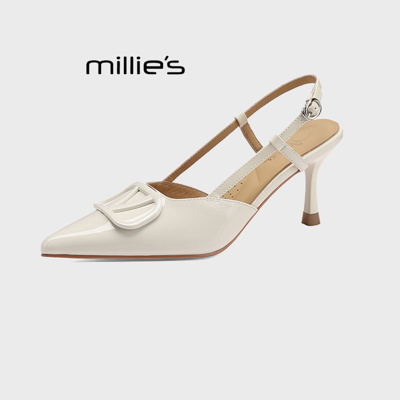 MILLIE'S/妙丽法式不累脚高跟鞋包头单鞋配礼服绝美轻熟尖头凉鞋Z