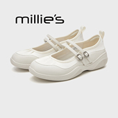 时尚 MILLIE 百搭气质Z 玛丽珍雨鞋 女双扣带厚底防水鞋 妙丽春季