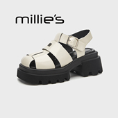 镂空罗马凉鞋 妙丽真皮包头厚底凉鞋 新款 外穿 女2026夏季 MILLIE