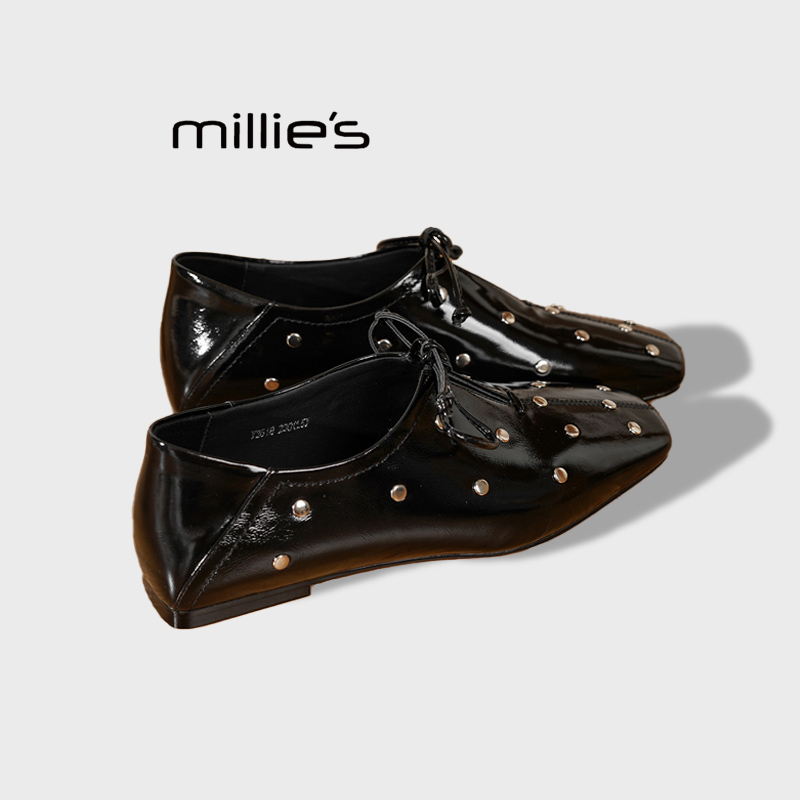 MILLIE'S/妙丽复古铆钉玛丽珍鞋