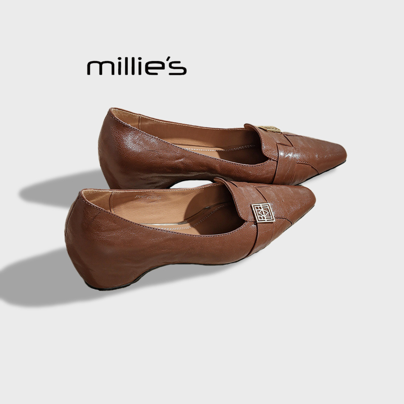MILLIE'S/妙丽真皮浅口单鞋雨鞋