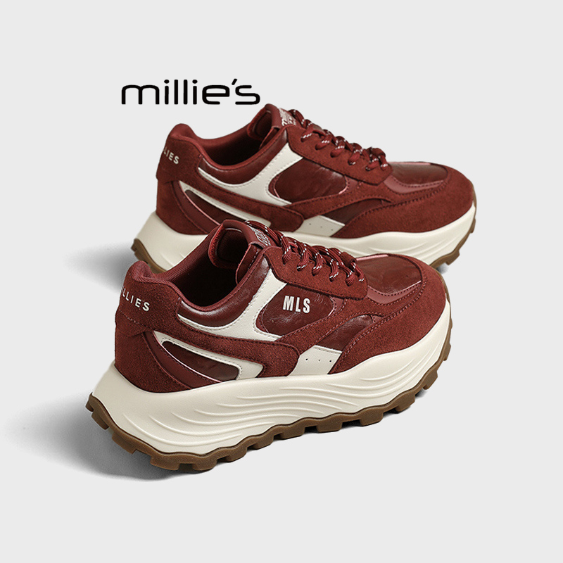 MILLIE'S/妙丽真皮厚底老爹鞋女