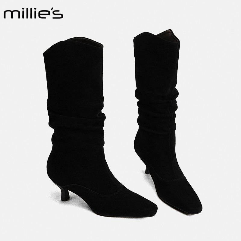 MILLIE'S/妙丽褶皱堆堆长靴