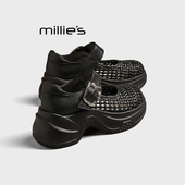 妙丽2026新款 夏外穿休闲女士厚底时尚 MILLIE 编织包头凉拖鞋