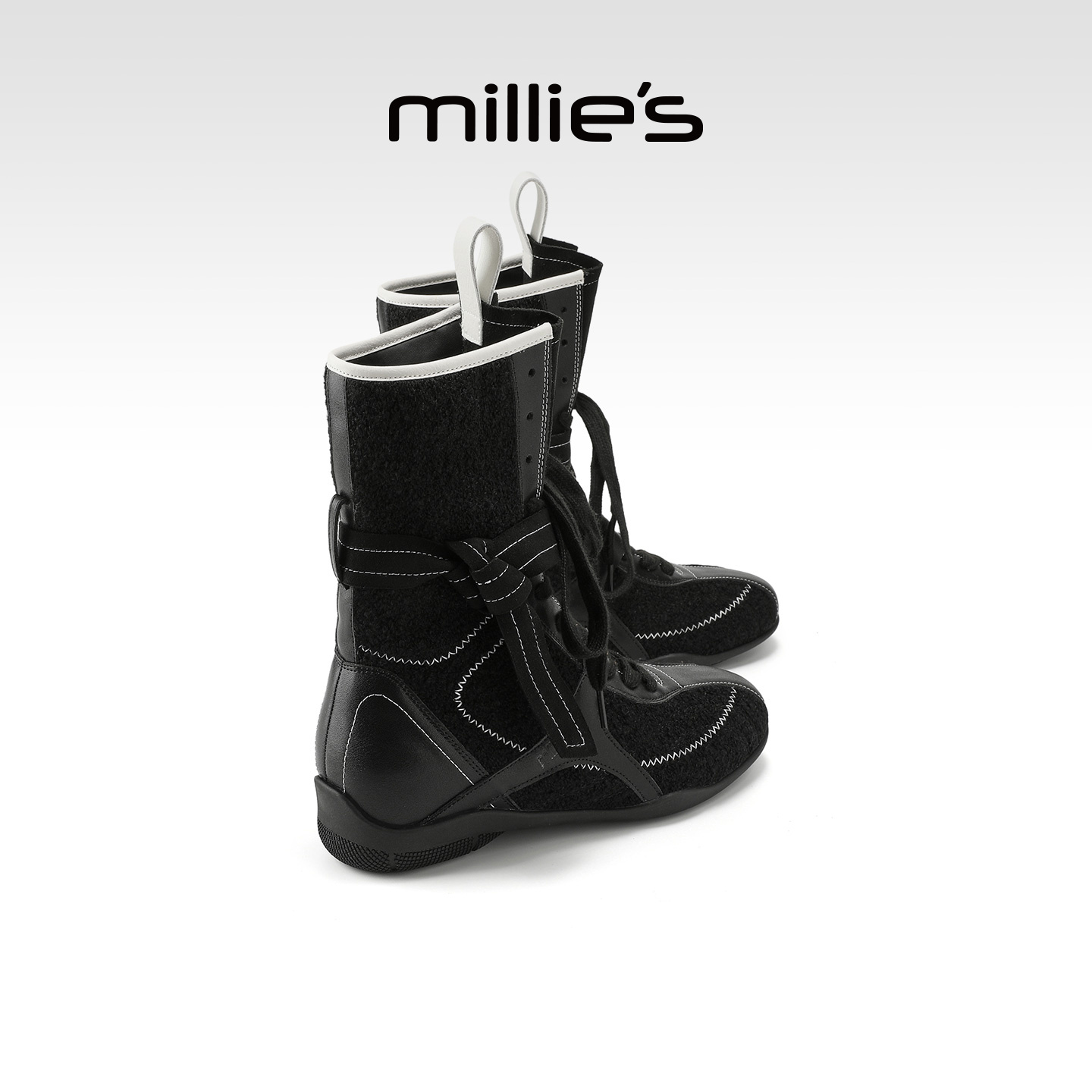 MILLIE'S/妙丽绒面中筒西部靴