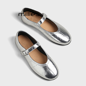 浅口一脚蹬单鞋 妙丽法式 春季 MILLIE 魔术贴玛丽珍鞋 芭蕾舞鞋 款