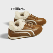 加绒保暖休闲鞋 MILLIE 女Q 阿甘鞋 毛毛鞋 妙丽小个子内增高德训鞋