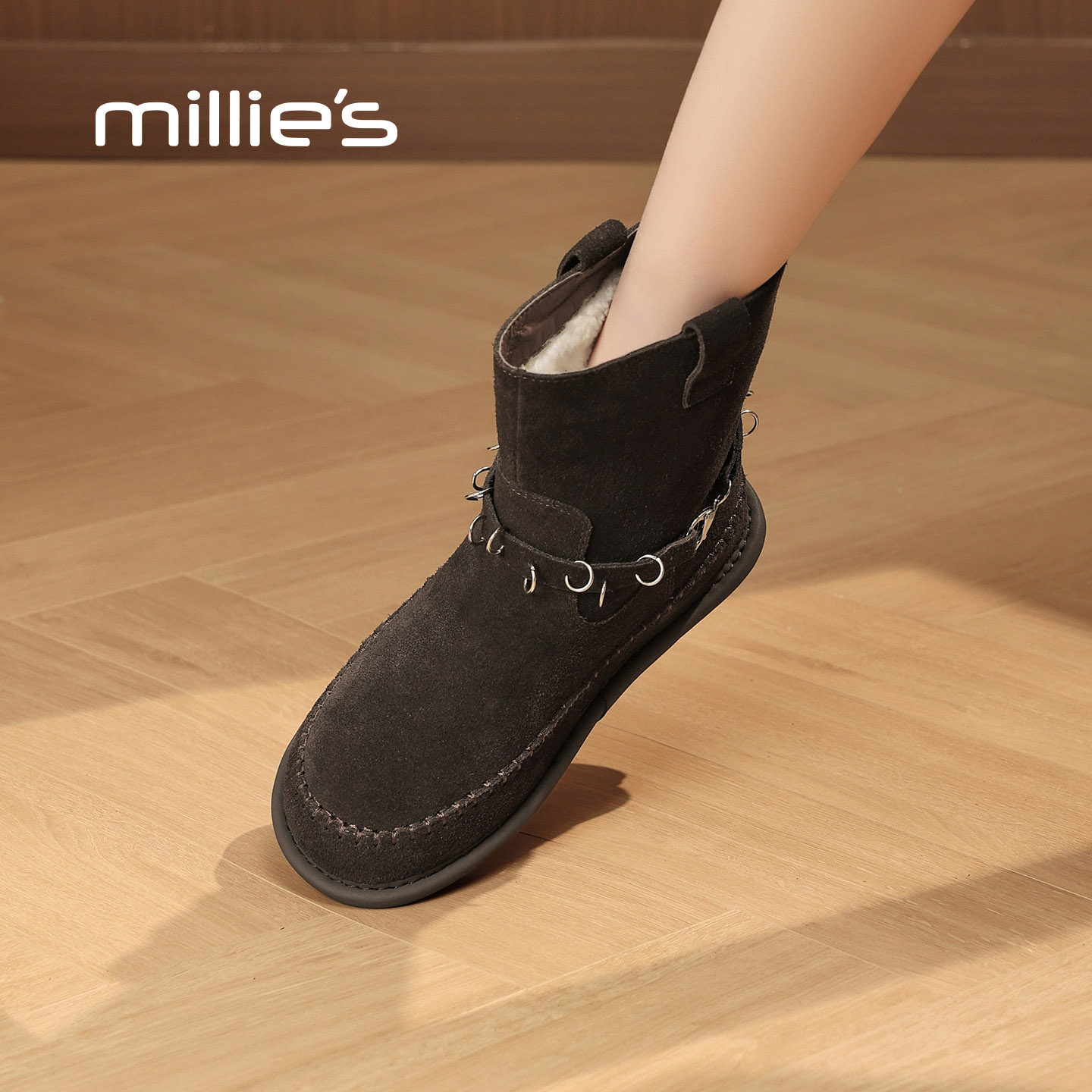 MILLIE'S/妙丽真皮短靴