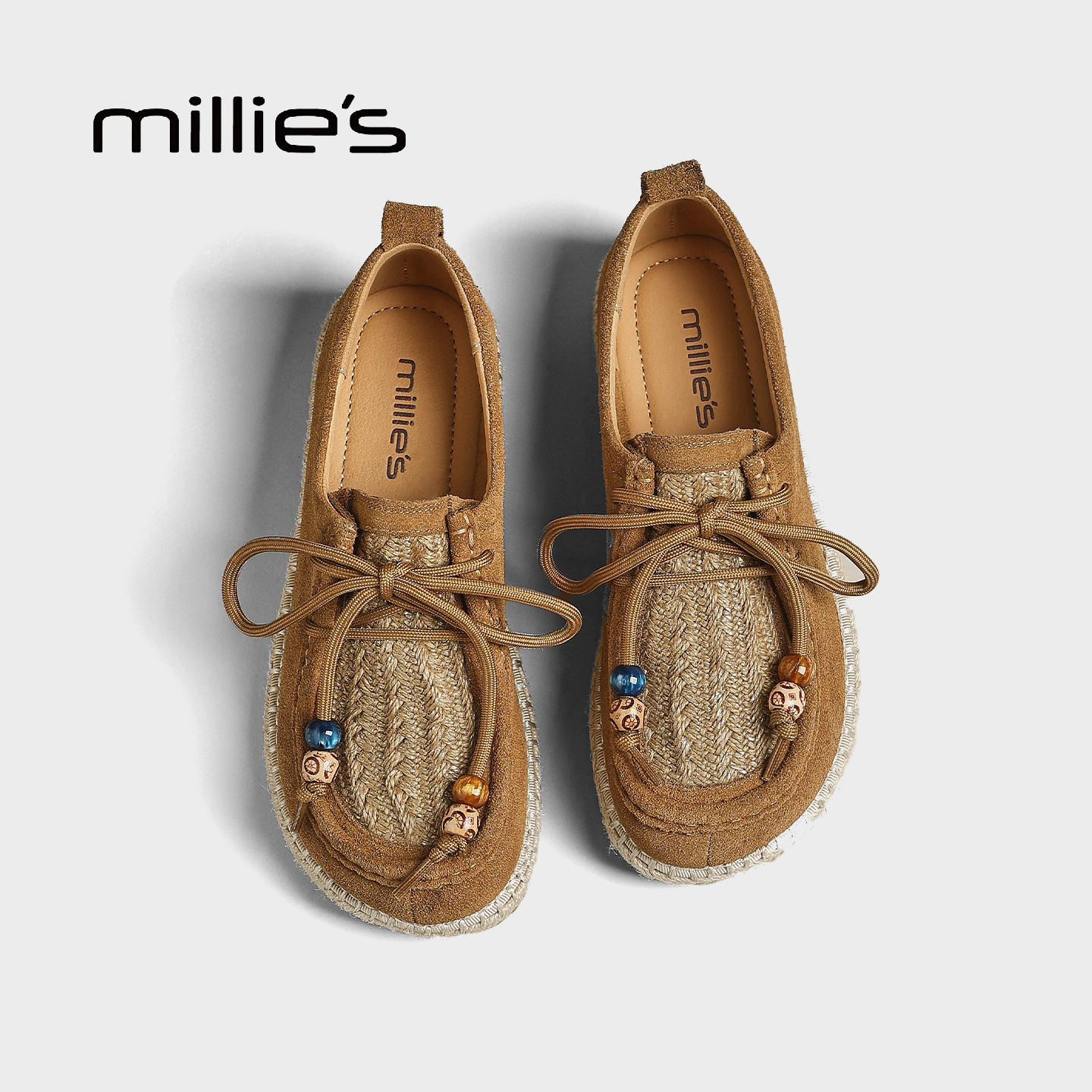 MILLIE'S/妙丽真皮厚底老爹鞋