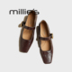 妙丽复古方头玛丽珍鞋 女2026春季 MILLIE 一字扣百搭通勤防水鞋