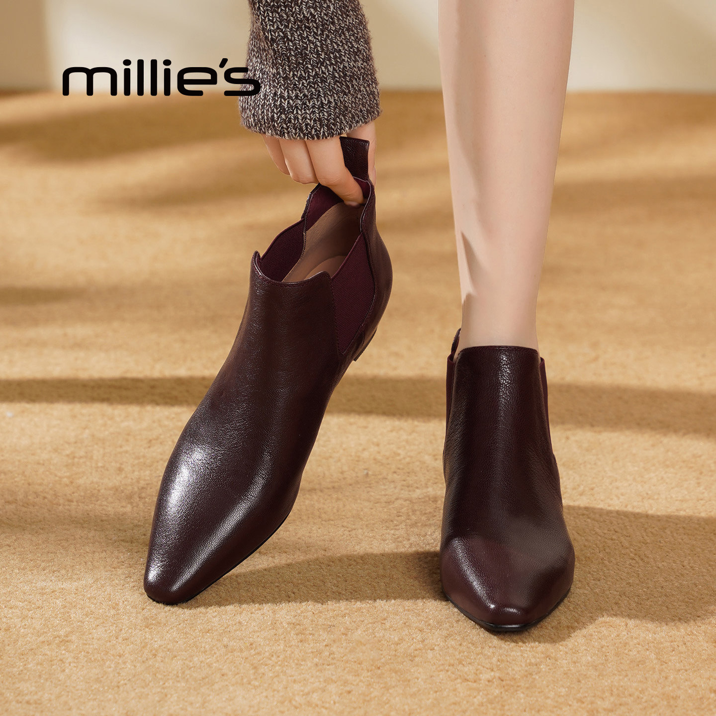 MILLIE'S/妙丽真皮复古靴子女