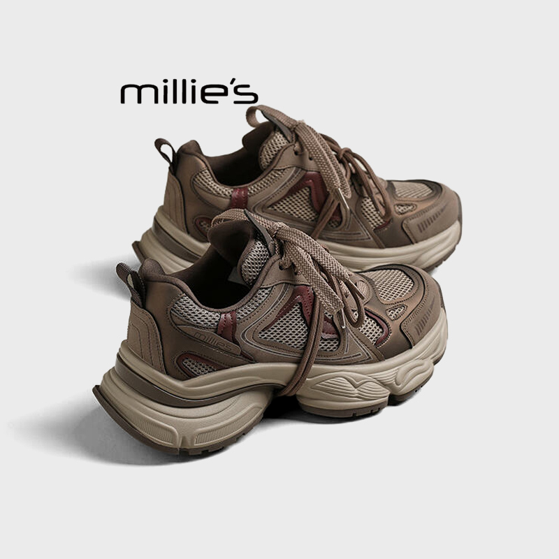 MILLIE'S/妙丽真皮厚底老爹鞋