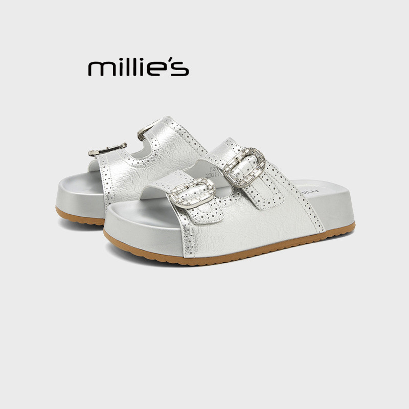 MILLIE'S夏季新款厚底水钻扣鞋
