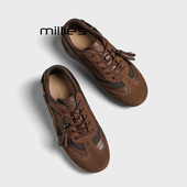 流苏系带内增高休闲运动鞋 MILLIE 防滑Z 春季 新款 妙丽复古德训鞋