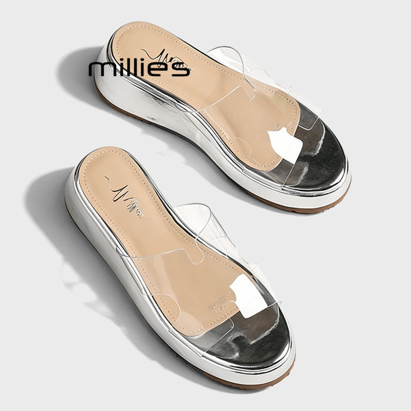 MILLIE'S/妙丽绝美凉拖鞋女外穿2026夏款高级感仙女风透明一字拖Z