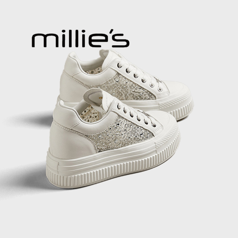 MILLIE'S/妙丽珍珠水钻小白鞋