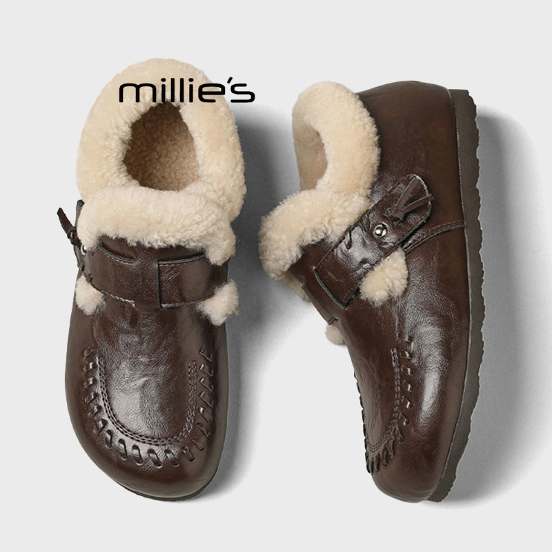 MILLIE'S/妙丽复古加绒毛毛鞋