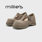 MILLIE 春秋 休闲浅口单鞋 妙丽圆头松糕底日系翻毛独特小众时尚
