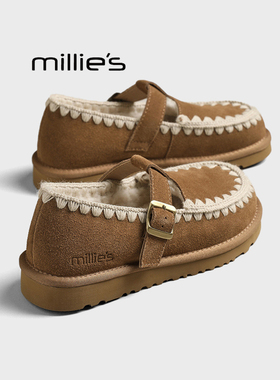 MILLIE'S/妙丽外穿全包勃肯鞋秋冬季加绒加厚毛毛鞋时尚保暖棉鞋Z