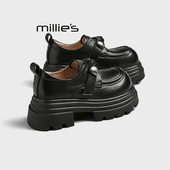 百搭增高单鞋 MILLIE 2026新款 英伦风乐福鞋 妙丽真皮厚底小皮鞋