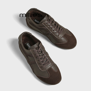 休闲百搭复古德训鞋 妙丽秋冬新款 女真皮时尚 加绒阿甘鞋 MILLIE