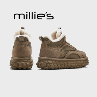 厚底保暖棉鞋 妙丽2025秋冬新款 女款 加绒加厚真皮老爹鞋 MILLIE