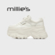 妙丽厚底春季 女轻便防水小个子增高面包鞋 MILLIE 白色休闲鞋