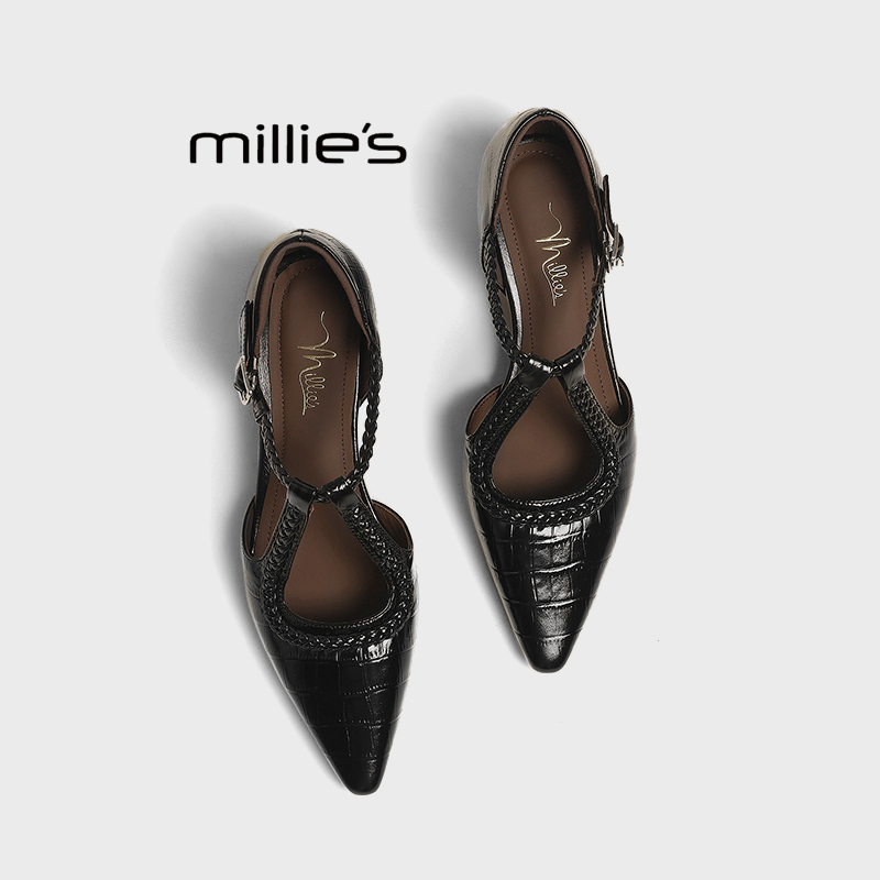 MILLIE'S/妙丽真皮内增高凉鞋