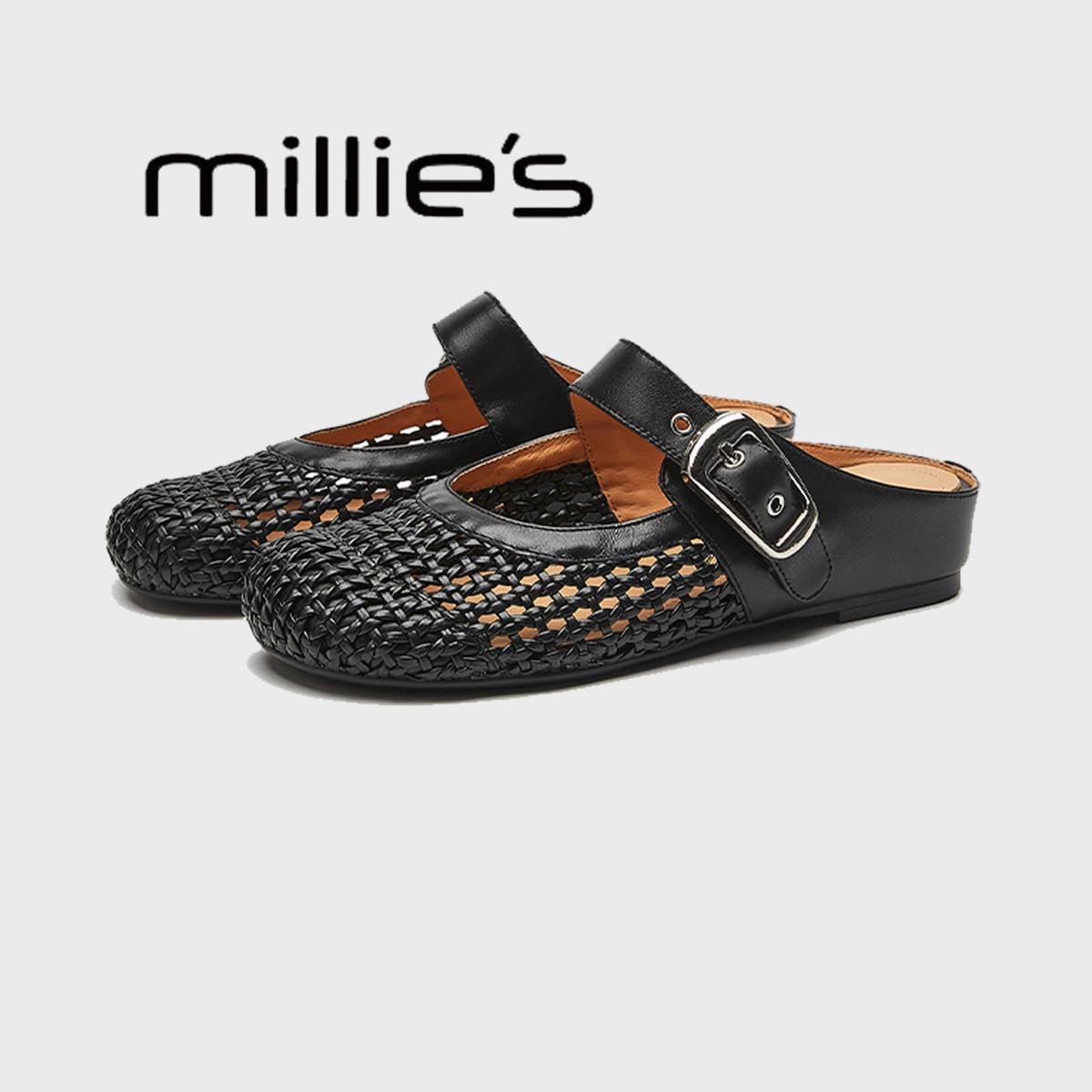 MILLIE'S/妙丽圆头平底日常通勤简约透气时尚百搭休闲穆勒鞋女,女鞋,渔夫鞋,淘宝优惠券,粉丝福利购,淘宝优惠卷