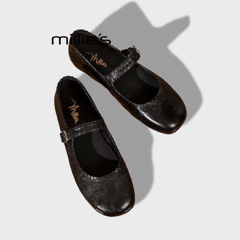 MILLIE'S/妙丽真皮玛丽珍鞋女