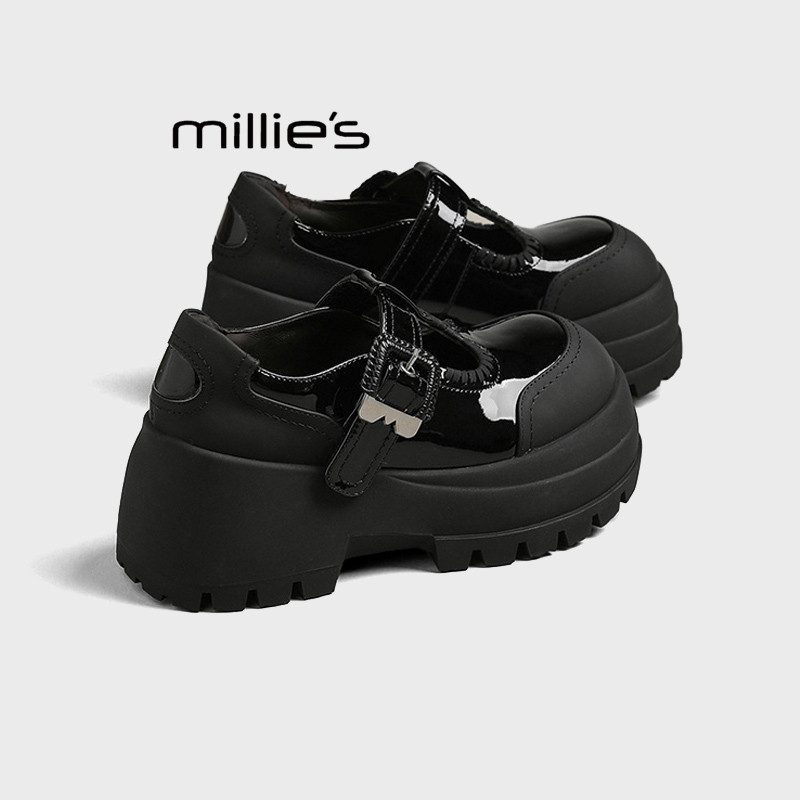 MILLIE'S/妙丽厚底玛丽珍鞋女2026春款英伦风增高小皮鞋真皮单鞋Q