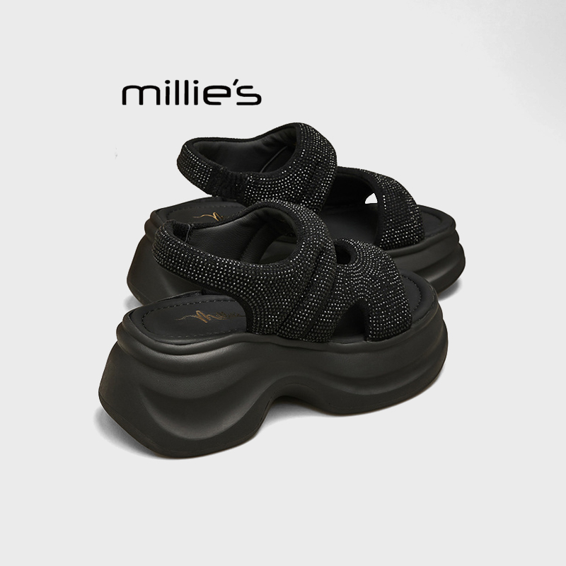 MILLIE'S/妙丽法式松糕凉鞋女