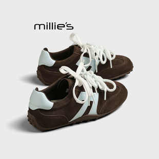 复古德训鞋 妙丽2025新款 棕色阿甘鞋 运动休闲鞋 MILLIE 百搭女鞋