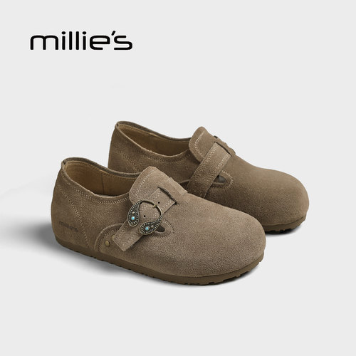 MILLIE'S/妙丽真皮全包勃肯鞋女