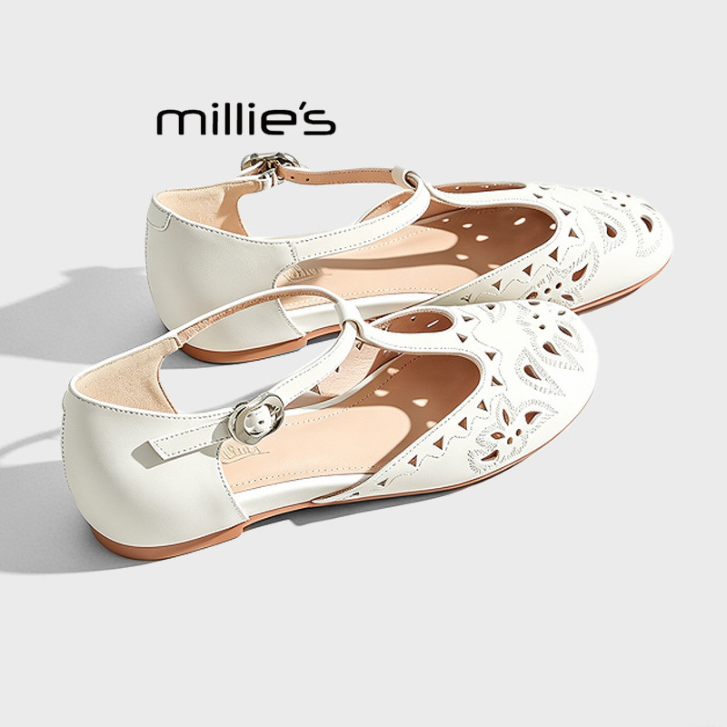 MILLIE'S/妙丽绝美包头凉鞋女2026夏季款镂空透气配裙子玛丽珍鞋Z