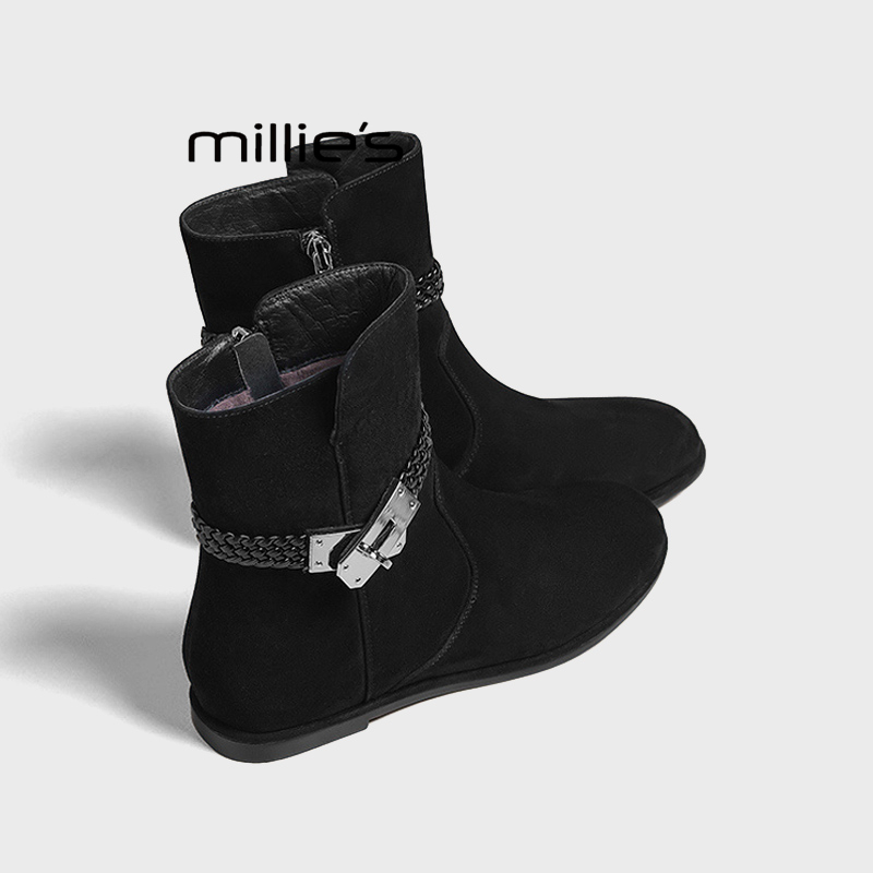 MILLIE'S/妙丽真皮西部牛仔靴潮