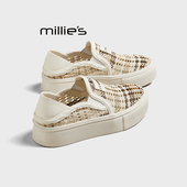 妙丽真皮透气渔夫鞋 女2026夏款 MILLIE 百搭轻便厚底运动休闲鞋