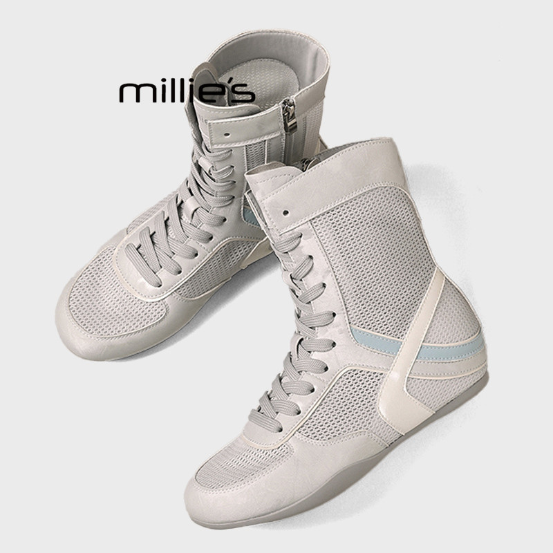 MILLIE'S/妙丽休闲运动风系带高帮女靴内增高透气轻便舒适短靴Z