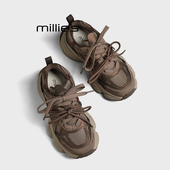 网面时尚 妙丽2026秋季 MILLIE 新款 休闲透气运动鞋 潮老爹鞋 女Z