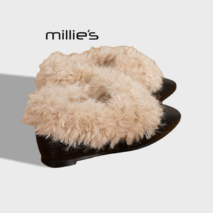 内增高平底单鞋 妙丽韩系加绒毛毛鞋 英伦风小皮鞋 女冬季 MILLIE