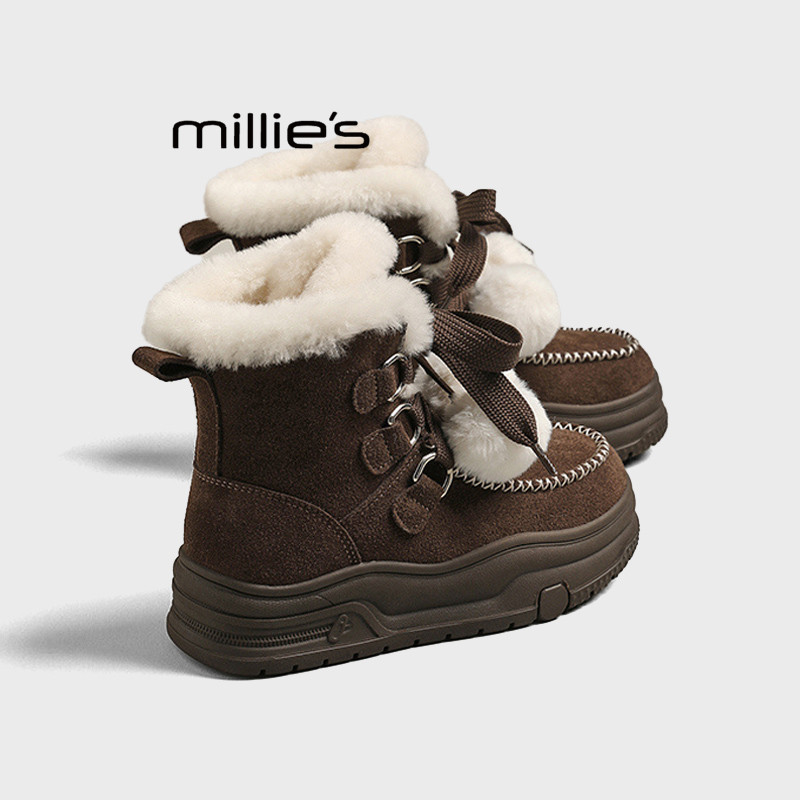 MILLIE'S/妙丽毛球翻边雪地靴