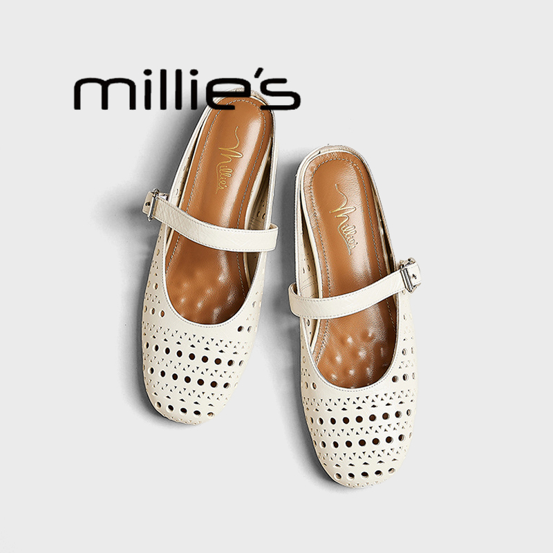 MILLIE'S/妙丽平底镂空半拖鞋