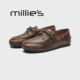 真皮软底豆豆鞋 妙丽新款 MILLIE 春季 棕色小皮鞋 复古做旧乐福鞋