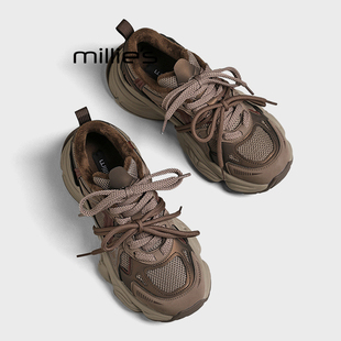 女加绒百搭休闲运动鞋 妙丽韩系炸街显脚小增高老爹鞋 冬Z MILLIE