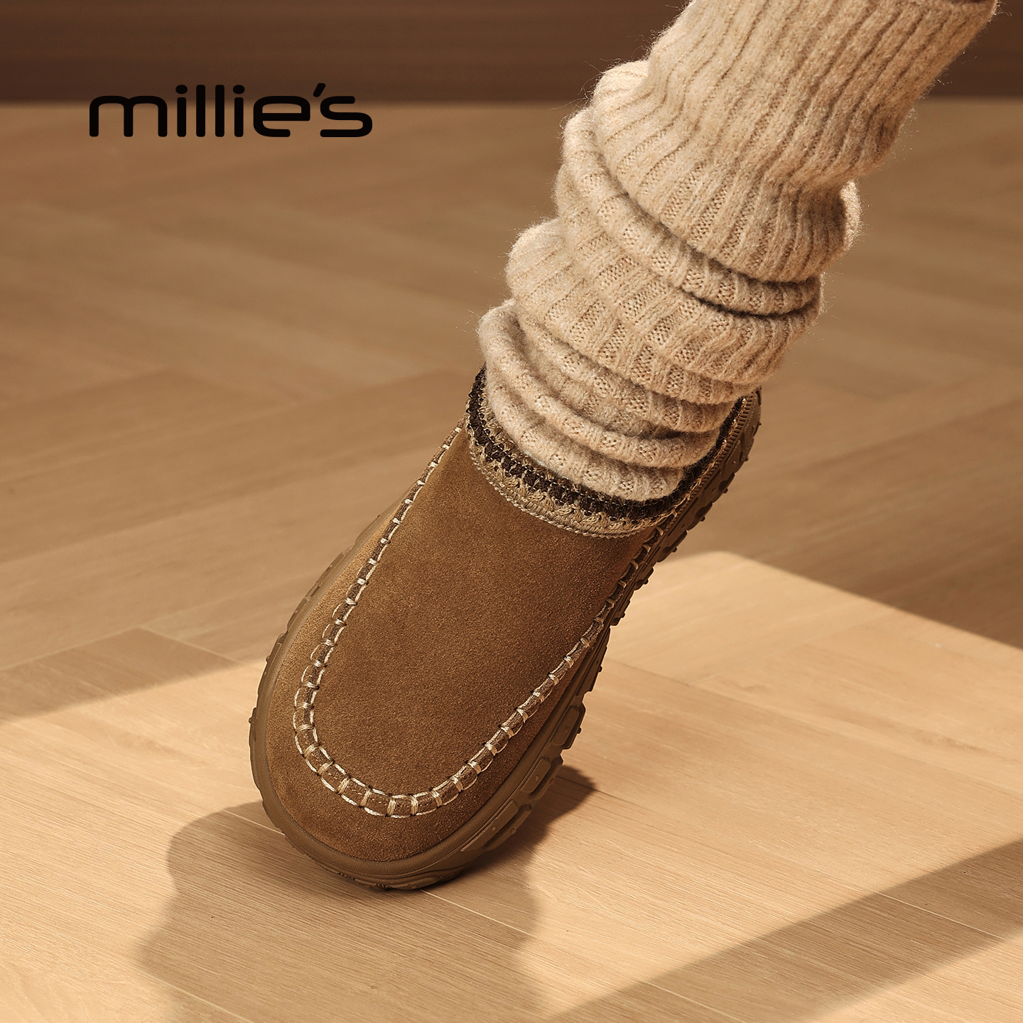 MILLIE'S/妙丽真皮厚底休闲鞋