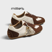 复古真皮软底运动休闲鞋 MILLIE 女2026春季 新款 妙丽厚底德训鞋