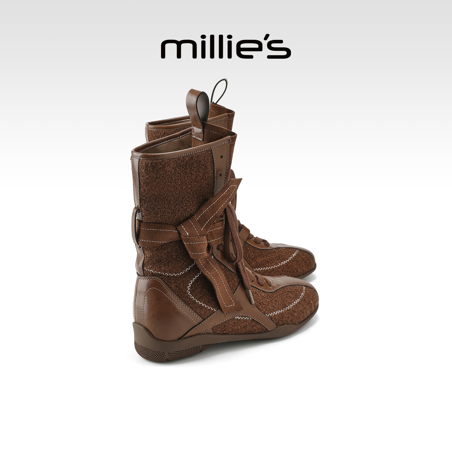 MILLIE'S/妙丽增高绒面德训靴