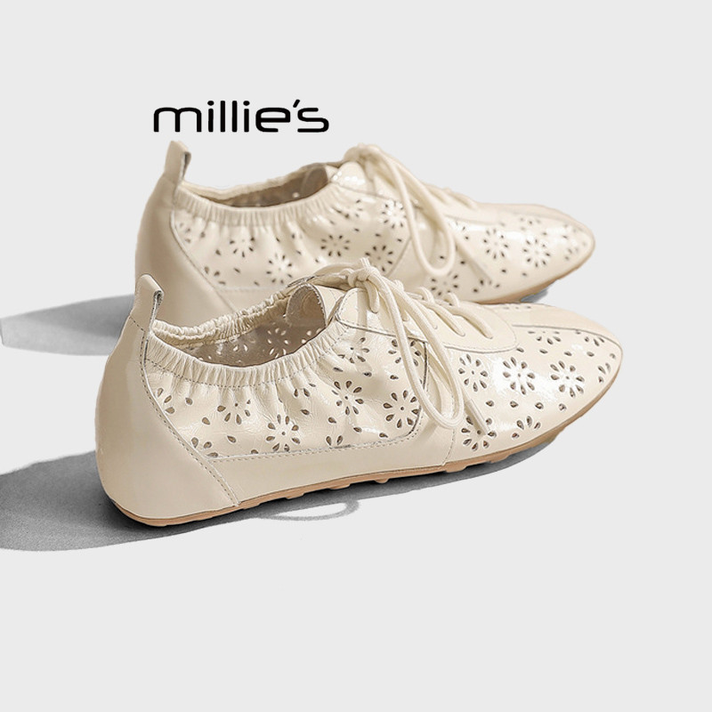 MILLIE'S/妙丽镂空洞洞鞋女春夏外穿平底休闲凉鞋软底不累脚单鞋Z